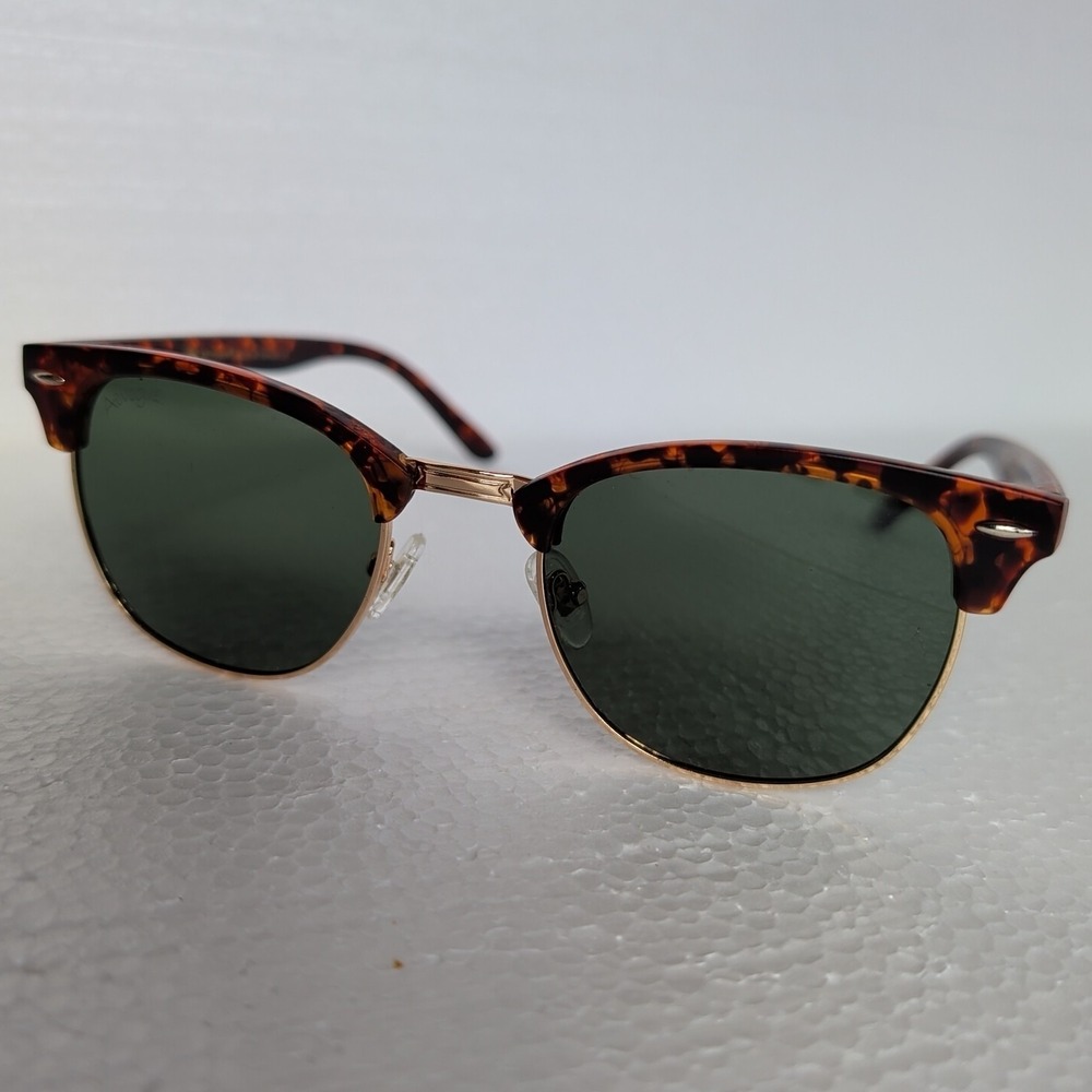 Aevogue Tortoiseshell Square Sunglasses Unisex Brown Orange Gold Tone Sunnies - Picture 2 of 6